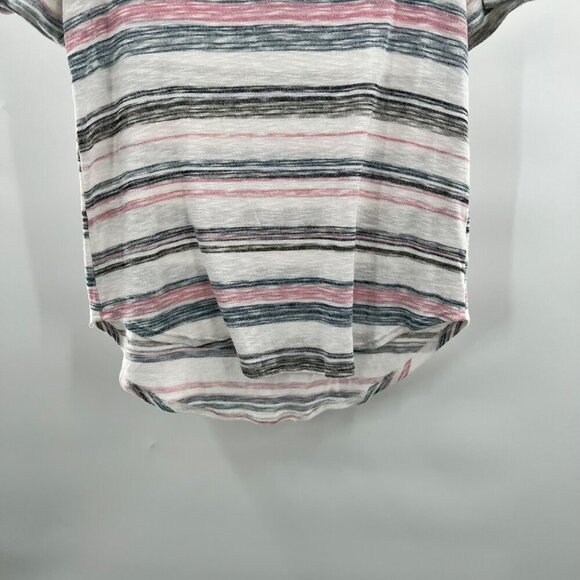 Final Touch Women's V-Neck Short Sleeve Multicolored Striped Top Size Small - Picture 7 of 8